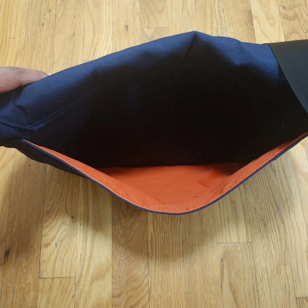 Jack Spade Greene Street Messenger Bag Blue Canvas Orange liner